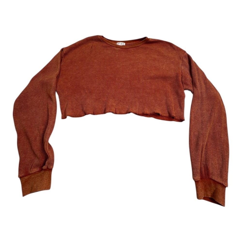 Flirtitude Active Cropped Thermal Long Sleeve Top Burnished‎ Orange XS